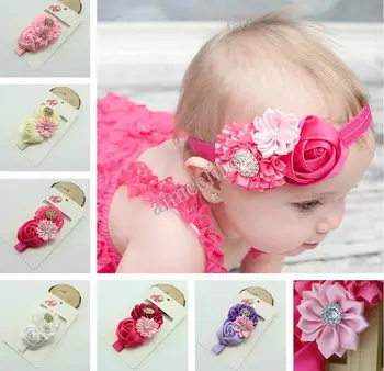 Повязка на голову с цветочным узором в виде розы для новорожденных девочек, бант, эластичная лента для волос, головные уборы, детские аксессуары для волос