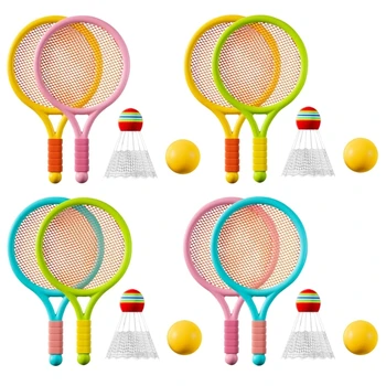 Детские ракетки для бадминтона с воланами, мячи, интерактивная спортивная игрушка для родителей и детей