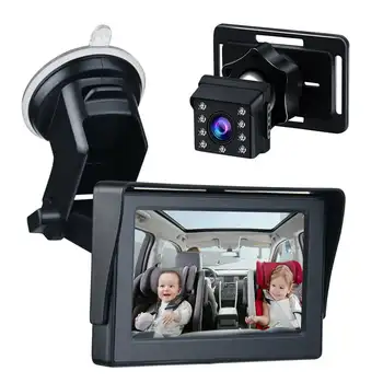 Детское Автомобильное Зеркало 1080P 4,3-Дюймовая Детская Автомобильная камера Ночного видения, Безопасное зеркало для автокресла, Контролируемые Камерами Зеркала с широким кристаллом C