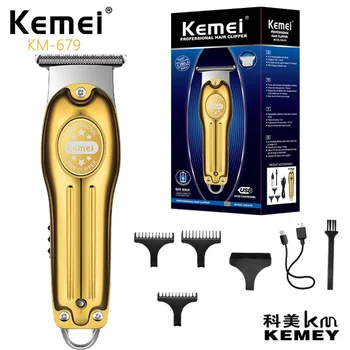 Kemei KM-679 Высококачественная Золотая USB-Зарядка, Мини-ЖК-Дисплей, Гравировальная Электрическая Машинка Для Стрижки Волос, Машинка для Стрижки Волос для Мужчин