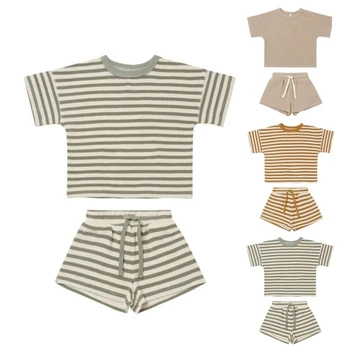 Y55B, летняя свободная одежда для младенцев, шорты и футболка с завязками, модная одежда для отдыха