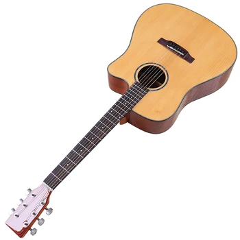 41-Дюймовая акустическая гитара с 6 струнами с вырезом, Глянцевая Народная гитара, топ из массива ели