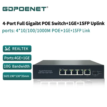 Полностью Гигабитный 4-портовый PoE-коммутатор 1GE + 1SFP Uplink для IP-камеры Встроенной Мощностью 96 Вт