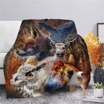 CLOOCL Модные Одеяла с животными Лесная Дикая природа Лось Сова Медведь 3D Печатное Покрывало для кроватей Портативные тонкие Одеяла для Путешествий