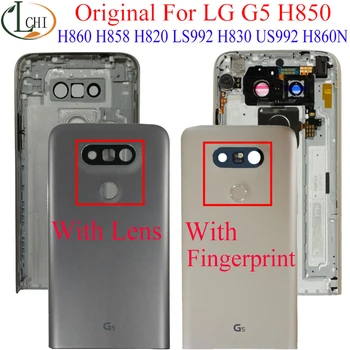 Оригинал Для LG G5, Крышка Батарейного отсека Для LG G5 H850 LS992 H860N, Задняя Крышка Батарейного отсека С Объективом камеры, Отпечаток пальца, Корпус G5